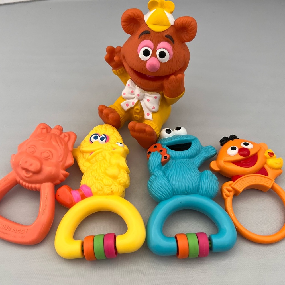 Vintage Sesame Street Playskool plastic baby rattles